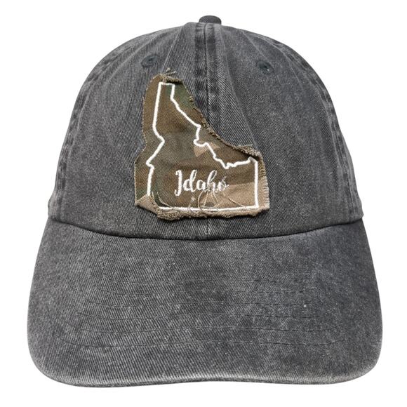 Idaho State Map Patch Slideback Hat Gray One Size Adjustable 6 Panel - Picture 1 of 8